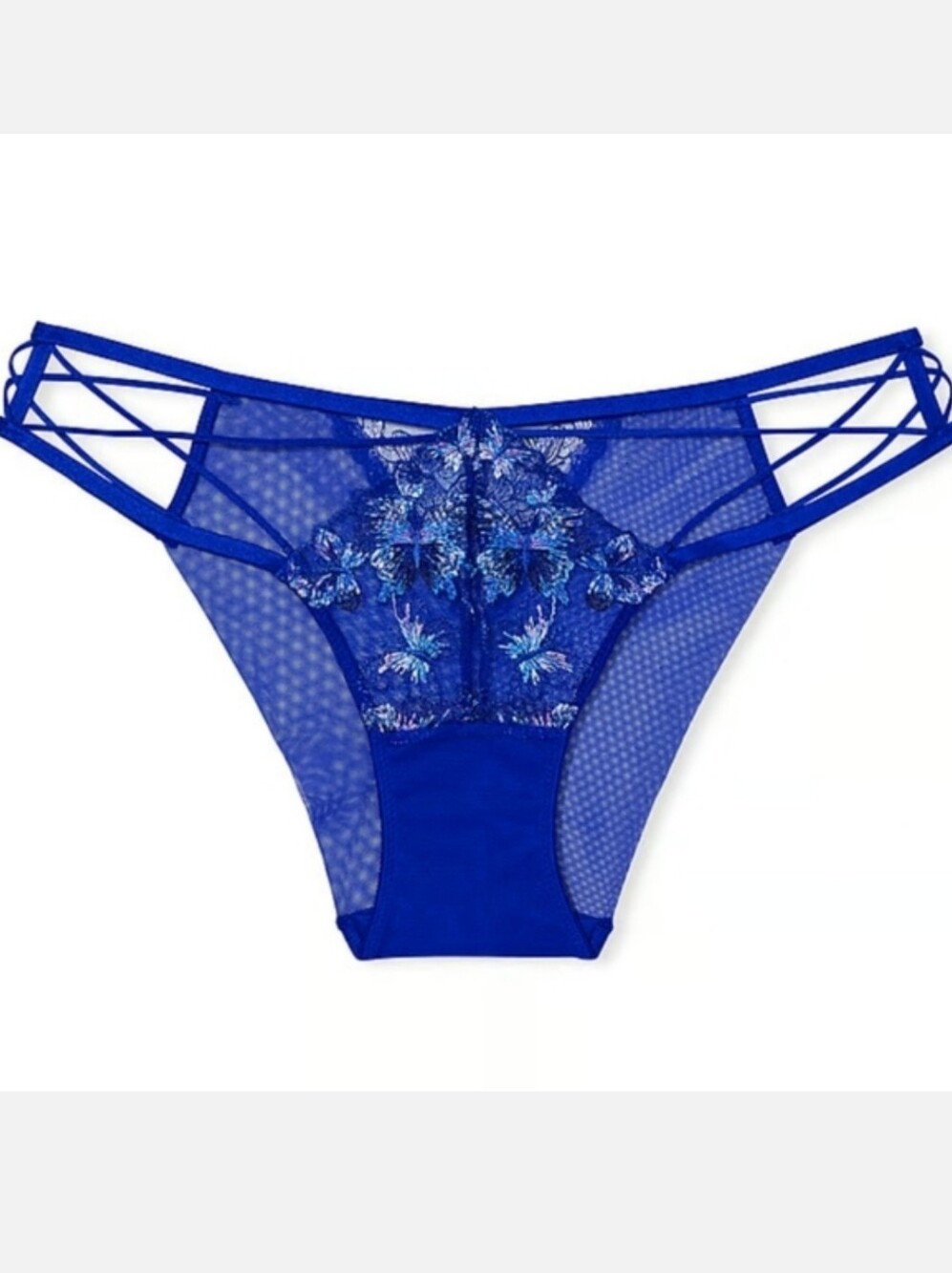 Victoria's secret very sexy embroidery butterfly strap bikini panty LARGE BLUE